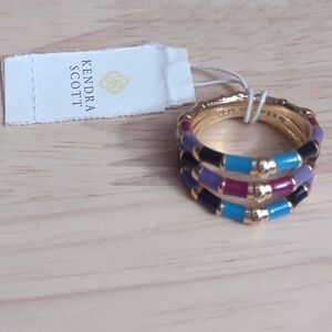 Kendra Scott Essie Triple Band Orchid Purple Blue Teal Color Gold Ring